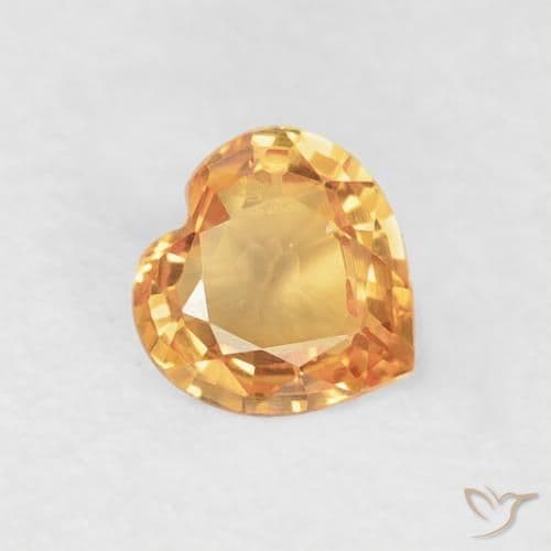 0.33ct Natural Orange-Gold Sapphire, Heart Shape, 4.4x4.4 mm