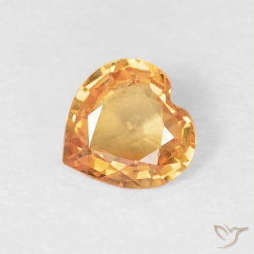 0.33ct Natural Orange-Gold Sapphire, Heart Shape, 4.4x4.4 mm