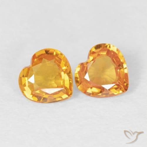 0.69ct Medium Orange Sapphire, Heart Shape, 4.5x4.4 mm