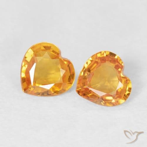 0.69ct Medium Orange Sapphire, Heart Shape, 4.5x4.4 mm