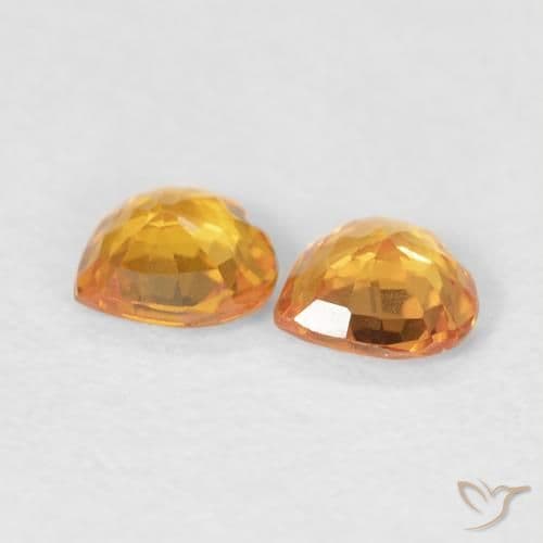 0.69ct Medium Orange Sapphire, Heart Shape, 4.5x4.4 mm