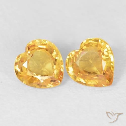 0.93ct Natural Bright Gold Sapphire, Heart Shape, 4.8x4.6 mm