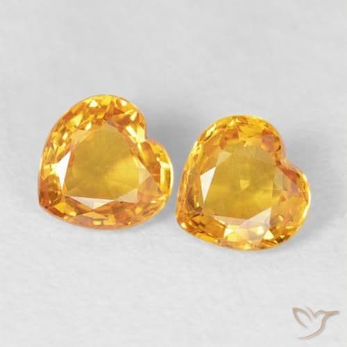 0.85ct Deep Orange-Gold Sapphire, Heart Shape, 4.6x4.5 mm