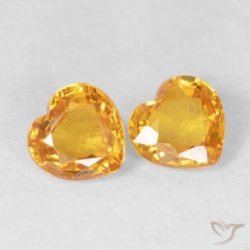 0.85ct Deep Orange-Gold Sapphire, Heart Shape, 4.6x4.5 mm