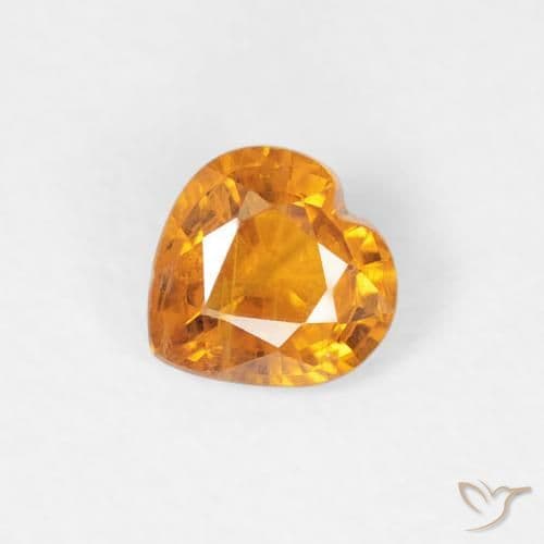 0.37ct Medium Orange Sapphire, Heart Shape, 4.4x4.4 mm