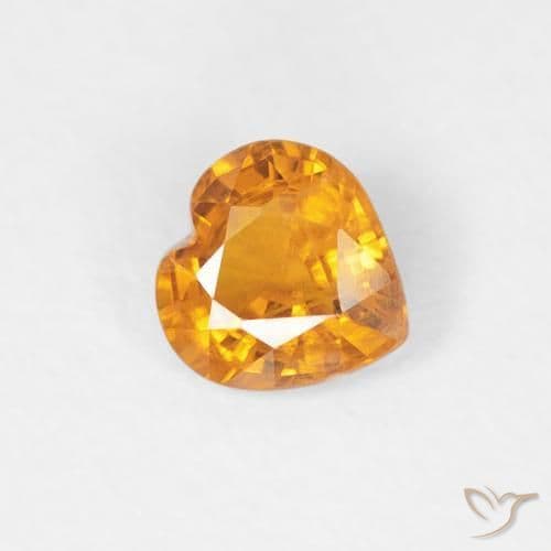 0.37ct Medium Orange Sapphire, Heart Shape, 4.4x4.4 mm