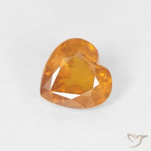 0.46ct Amber Orange Sapphire, Heart Shape, 4.5x4.5 mm
