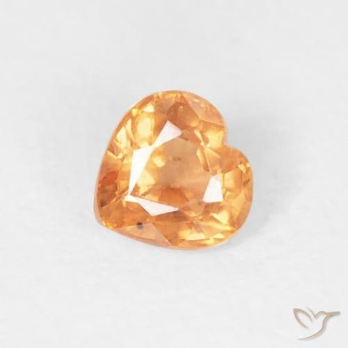 0.45ct Medium Orange Sapphire, Heart Shape, 4.5x4.3 mm