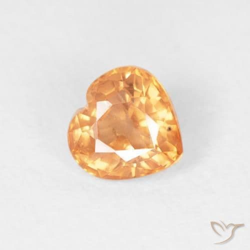 0.45ct Medium Orange Sapphire, Heart Shape, 4.5x4.3 mm