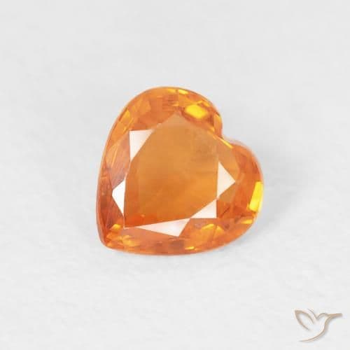 0.41ct Bright Orange Sapphire, Heart Shape, 4.7x4.7 mm