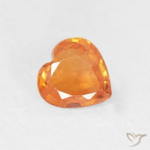 0.41ct Bright Orange Sapphire, Heart Shape, 4.7x4.7 mm