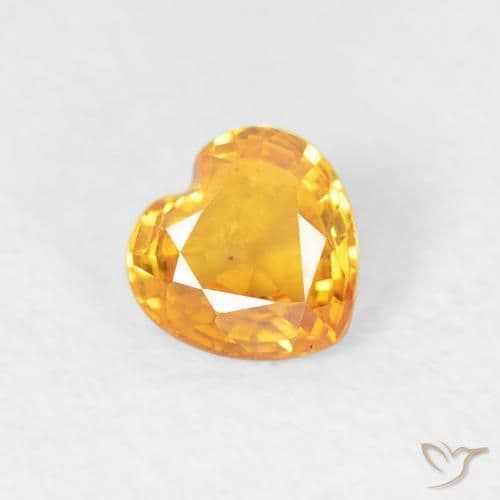 0.41ct Medium Orange Sapphire, Heart Shape, 4.5x4.4 mm