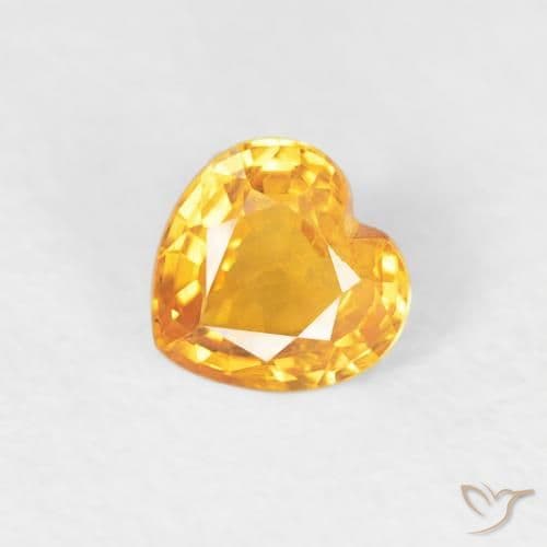 0.41ct Medium Orange Sapphire, Heart Shape, 4.5x4.4 mm