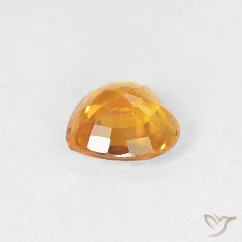 0.41ct Medium Orange Sapphire, Heart Shape, 4.5x4.4 mm