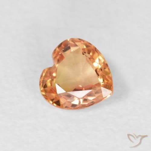 0.43ct Tiger Orange Sapphire, Heart Shape, 4.6x4.6 mm