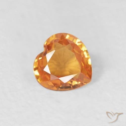 0.35ct Medium Orange Sapphire, Heart Shape, 4.5x4.5 mm