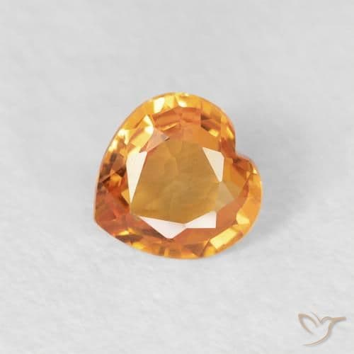 0.35ct Medium Orange Sapphire, Heart Shape, 4.5x4.5 mm