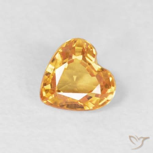 0.46ct Medium Orange Sapphire, Heart Shape, 4.6x4.5 mm