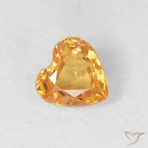 0.46ct Medium Orange Sapphire, Heart Shape, 4.6x4.5 mm