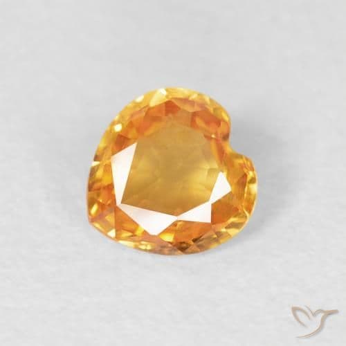 0.40ct Natural Orange-Gold Sapphire, Heart Shape, 4.7x4.6 mm