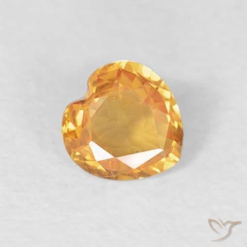 0.40ct Natural Orange-Gold Sapphire, Heart Shape, 4.7x4.6 mm