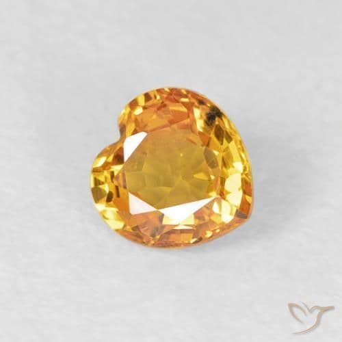 0.44ct Natural Orange-Gold Sapphire, Heart Shape, 4.5x4.5 mm