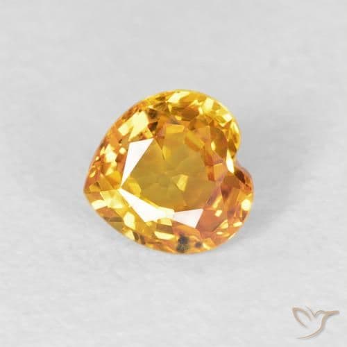 0.44ct Natural Orange-Gold Sapphire, Heart Shape, 4.5x4.5 mm