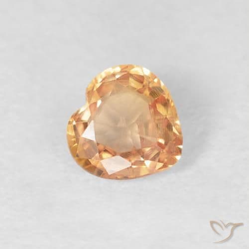 0.38ct Medium Orange Sapphire, Heart Shape, 4.5x4.4 mm