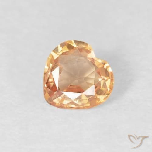 0.38ct Medium Orange Sapphire, Heart Shape, 4.5x4.4 mm