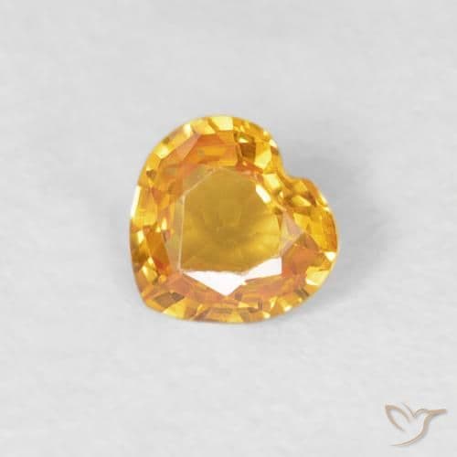 0.32ct Dark Orange-Gold Sapphire, Heart Shape, 4.4x4.3 mm
