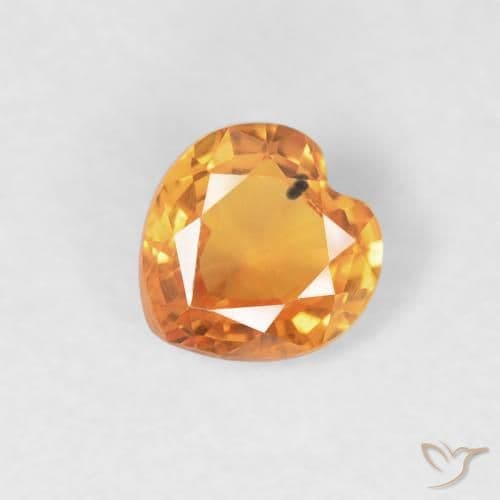 0.44ct Bright Orange Sapphire, Heart Shape, 4.6x4.5 mm
