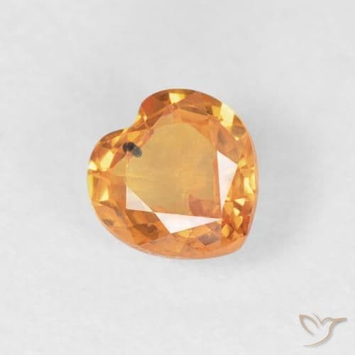 0.44ct Bright Orange Sapphire, Heart Shape, 4.6x4.5 mm