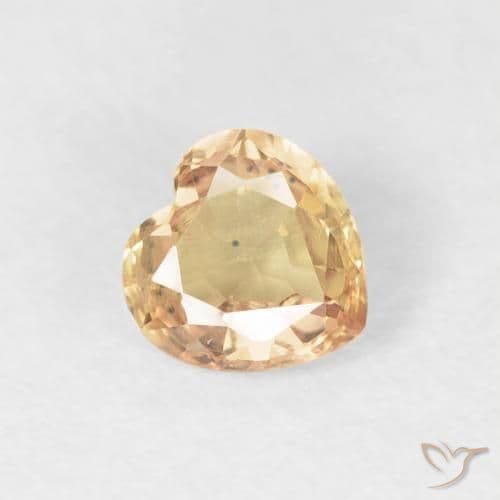 0.48ct Natural Golden Sapphire, Heart Shape, 4.7x4.6 mm
