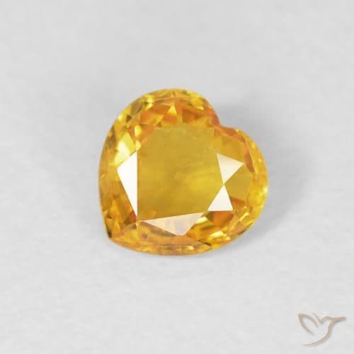 0.39ct Golden Orange Sapphire, Heart Shape, 4.6x4.5 mm