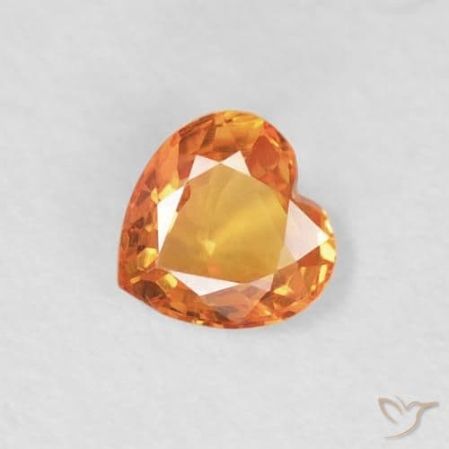 0.40ct Bright Orange Sapphire, Heart Shape, 4.6x4.5 mm
