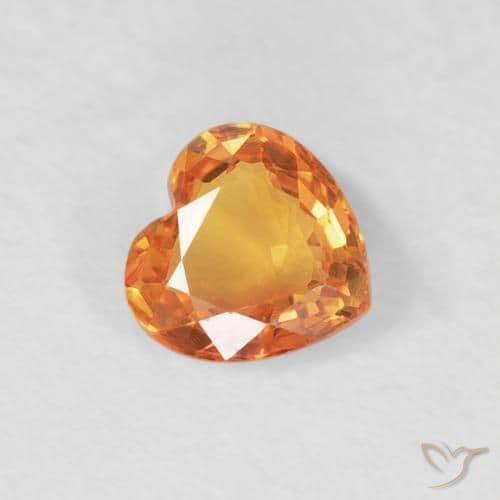 0.40ct Bright Orange Sapphire, Heart Shape, 4.6x4.5 mm