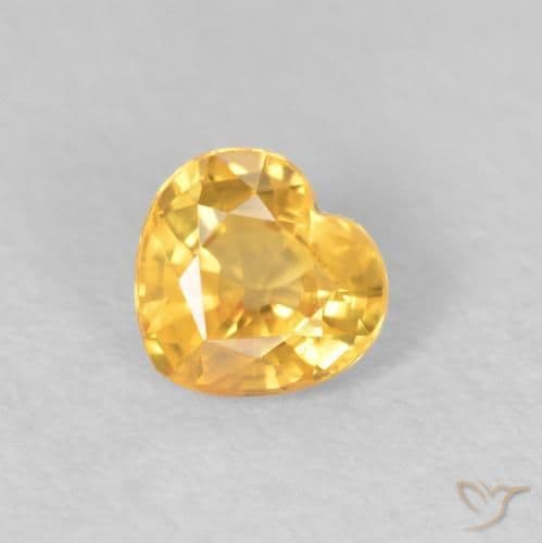 0.44ct Natural Medium Gold Sapphire, Heart Shape, 4.6x4.3 mm