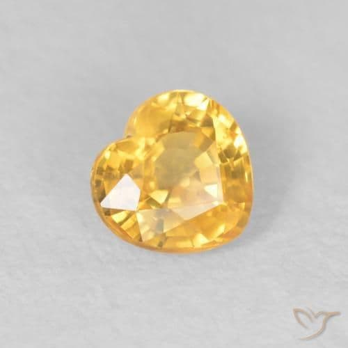 0.44ct Natural Medium Gold Sapphire, Heart Shape, 4.6x4.3 mm
