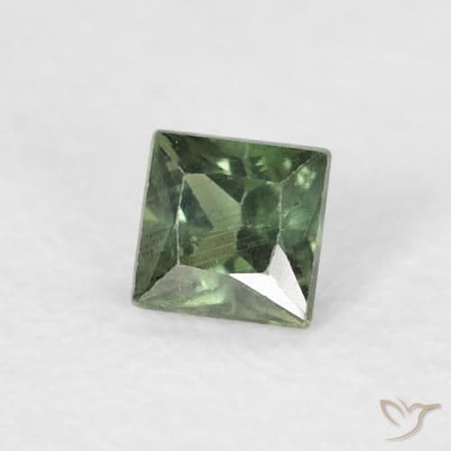 0.20ct Natural Dark Green Sapphire, Square, 3x3 mm