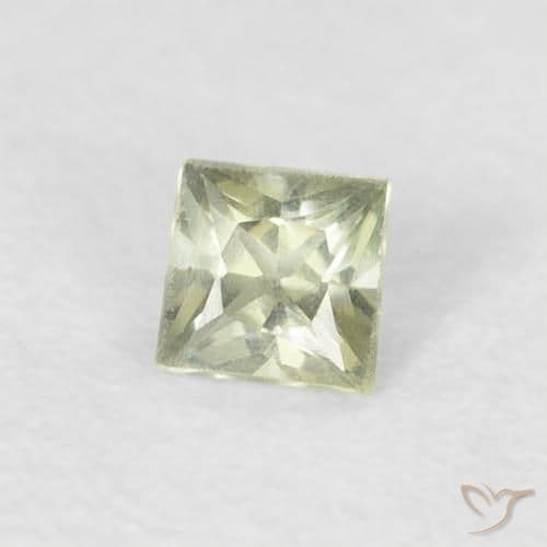 0.20ct Natural Warm Green Sapphire, Square, 3x2.9 mm