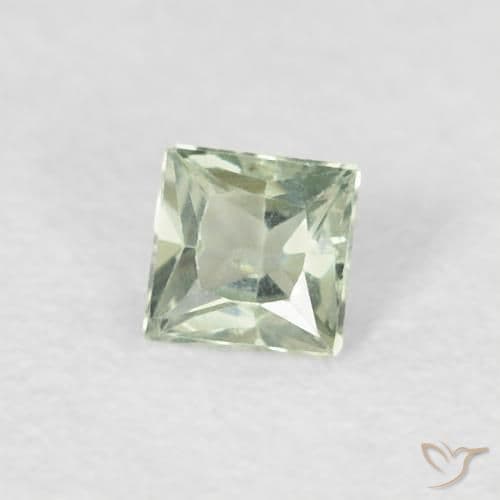 0.20ct Natural Pale Moss Green Sapphire, Square, 3x3 mm