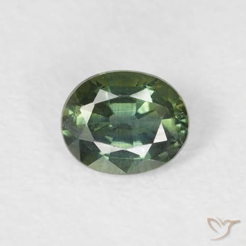 0.38ct Pale Forest Green Sapphire, Oval Cut, 4.6x3.8 mm