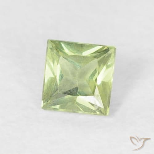 0.20ct Natural Light Yellow Green Sapphire, Square, 3.1x3 mm