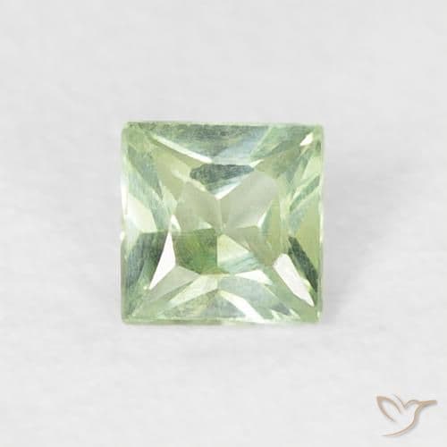 0.18ct Natural Very Light Green Sapphire, Square, 3x3 mm