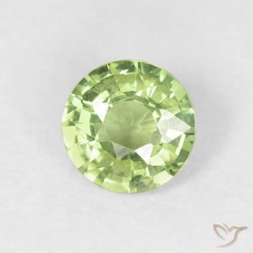 0.59ct Natural Medium Green Sapphire, Round Cut, 5.08 mm