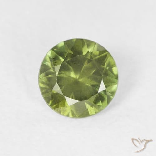 0.54ct Natural Warm Green Sapphire, Round Cut, 4.78 mm