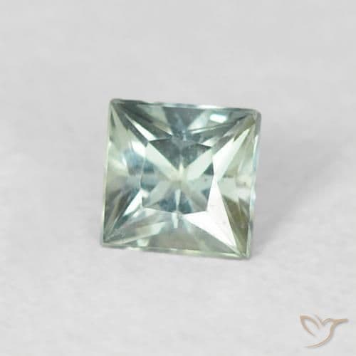 0.19ct Natural Light Green Sapphire, Square, 3.1x3 mm