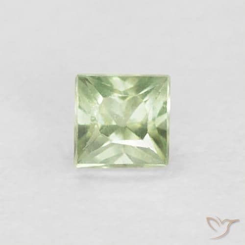 1.55ct Natural Light Green Sapphire, Square, 3x3 mm