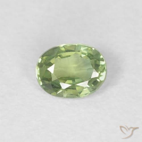 0.56ct Natural Warm Green Sapphire, Oval Cut, 4.3x3.3 mm