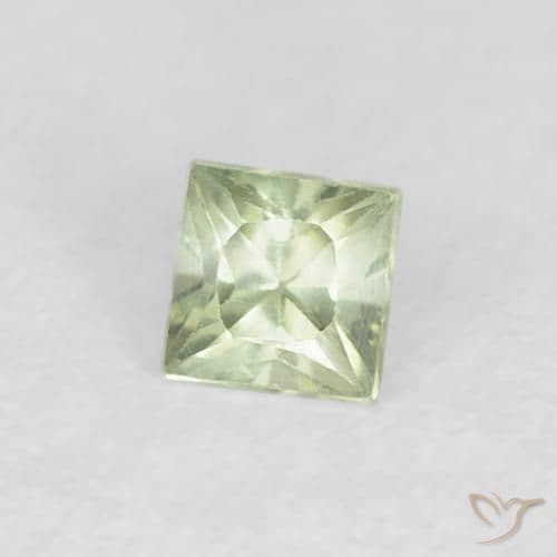 0.21ct Natural Very Light Green Sapphire, Square, 3x3 mm